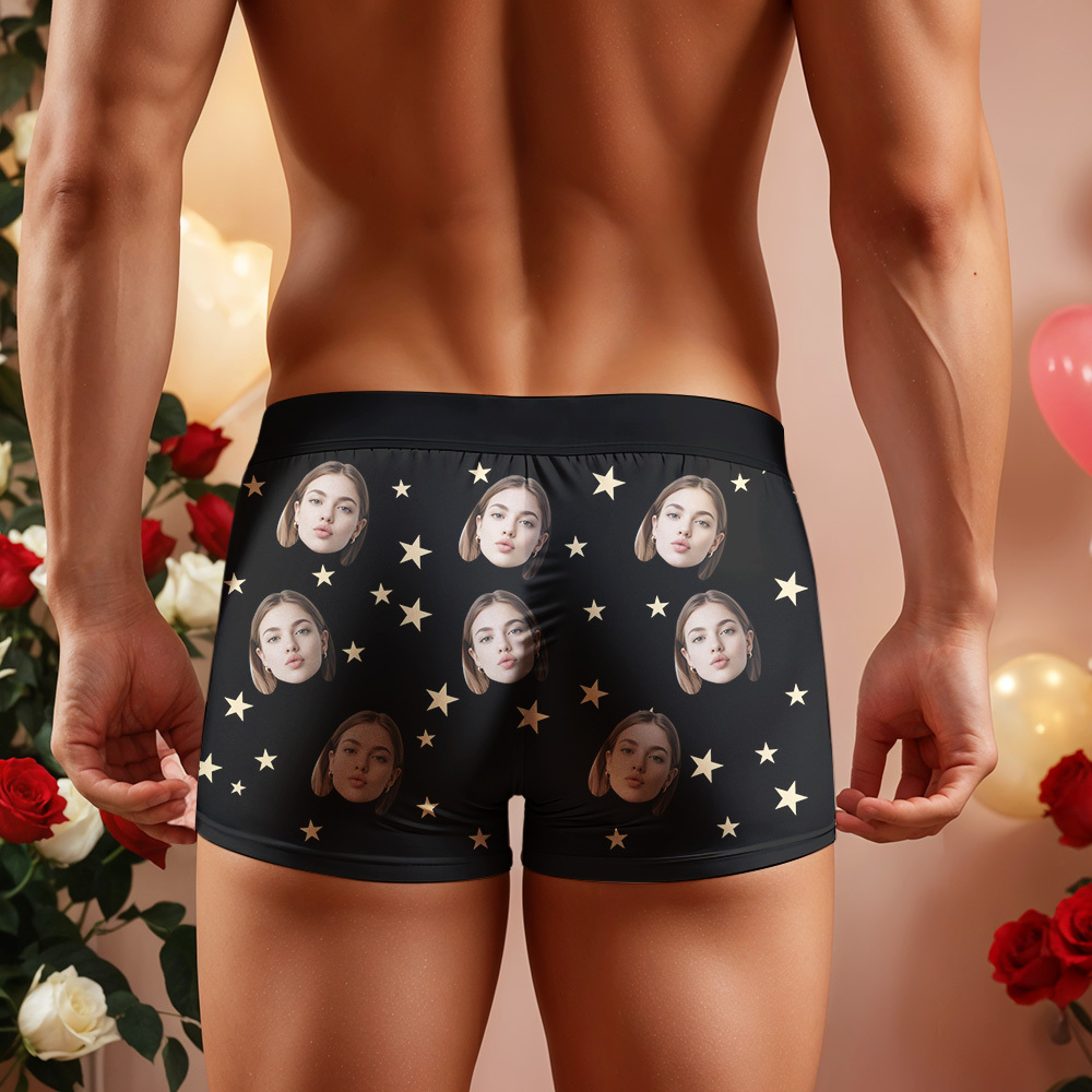 Personalized Custom Face Men's Boxer Briefs Custom Gift For Couple Boyfriends Husband Rated By Her - MyFaceSocksUK