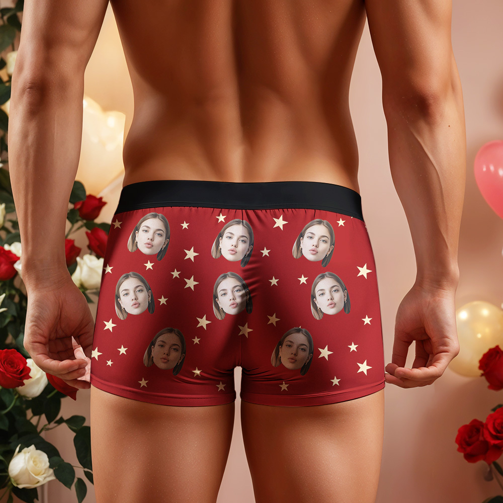 Personalized Custom Face Men's Boxer Briefs Custom Gift For Couple Boyfriends Husband Rated By Her - MyFaceSocksUK
