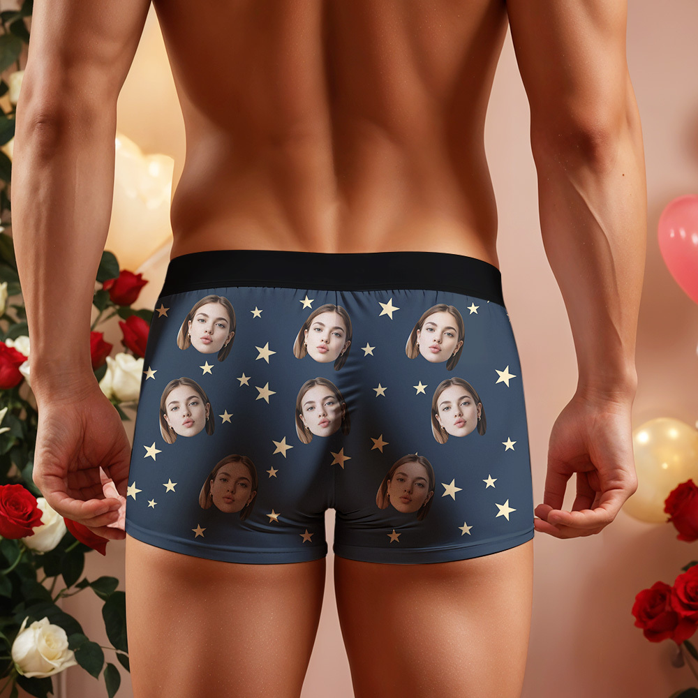 Personalized Custom Face Men's Boxer Briefs Custom Gift For Couple Boyfriends Husband Rated By Her - MyFaceSocksUK