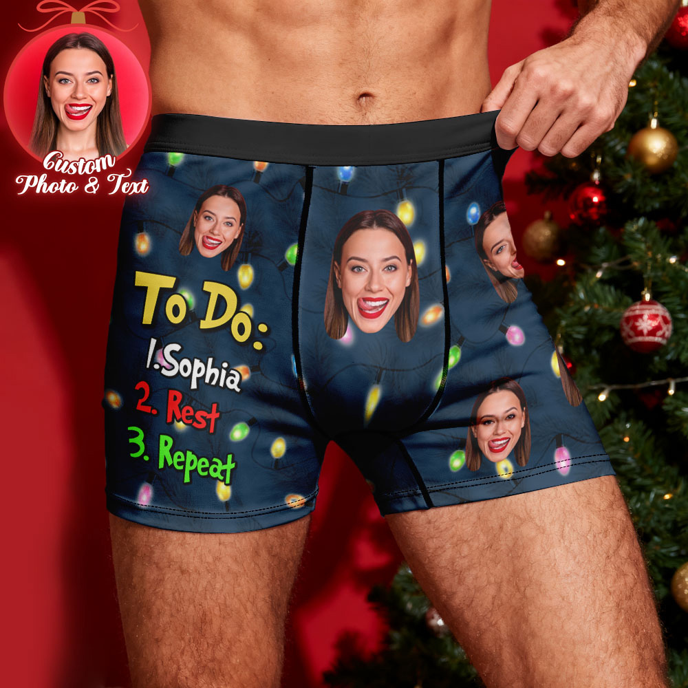 Custom Face Men's Boxer Underwear To Do List Funny Boxer Gift Personalized Photo Name Men's Boxer Briefs Christmas Gift - MyFaceSocksUK