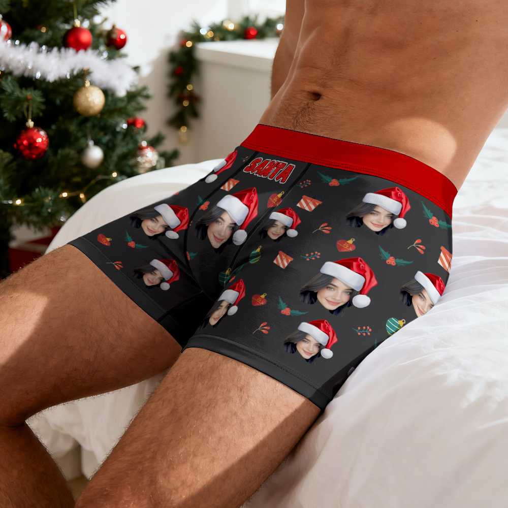 Custom Face Men's Boxer Underwear Santa Gift  Bell Personalized Photo Funny Men's Boxer Briefs - MyFaceSocksUK