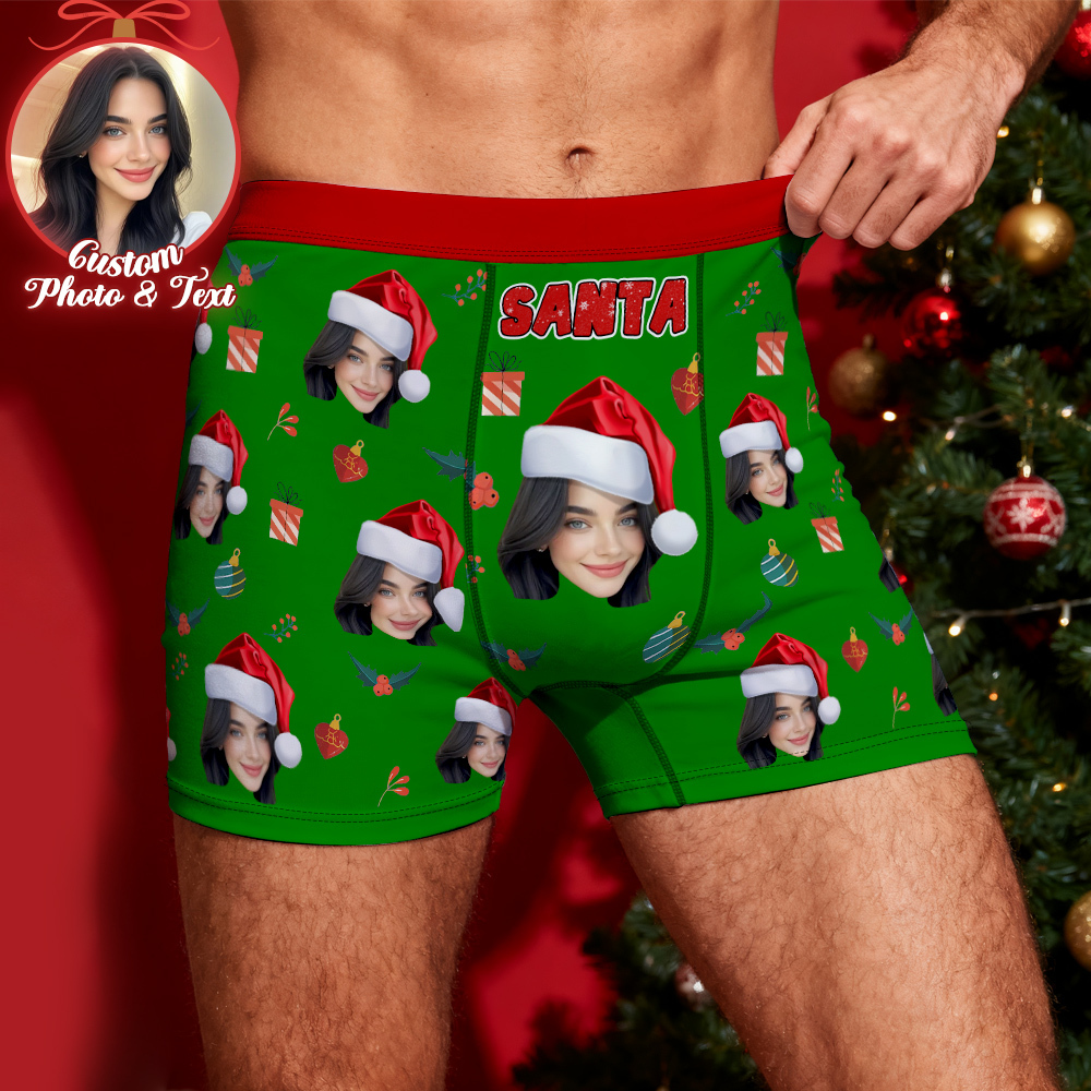Custom Face Men's Boxer Underwear Santa Gift  Bell Personalized Photo Funny Men's Boxer Briefs - MyFaceSocksUK