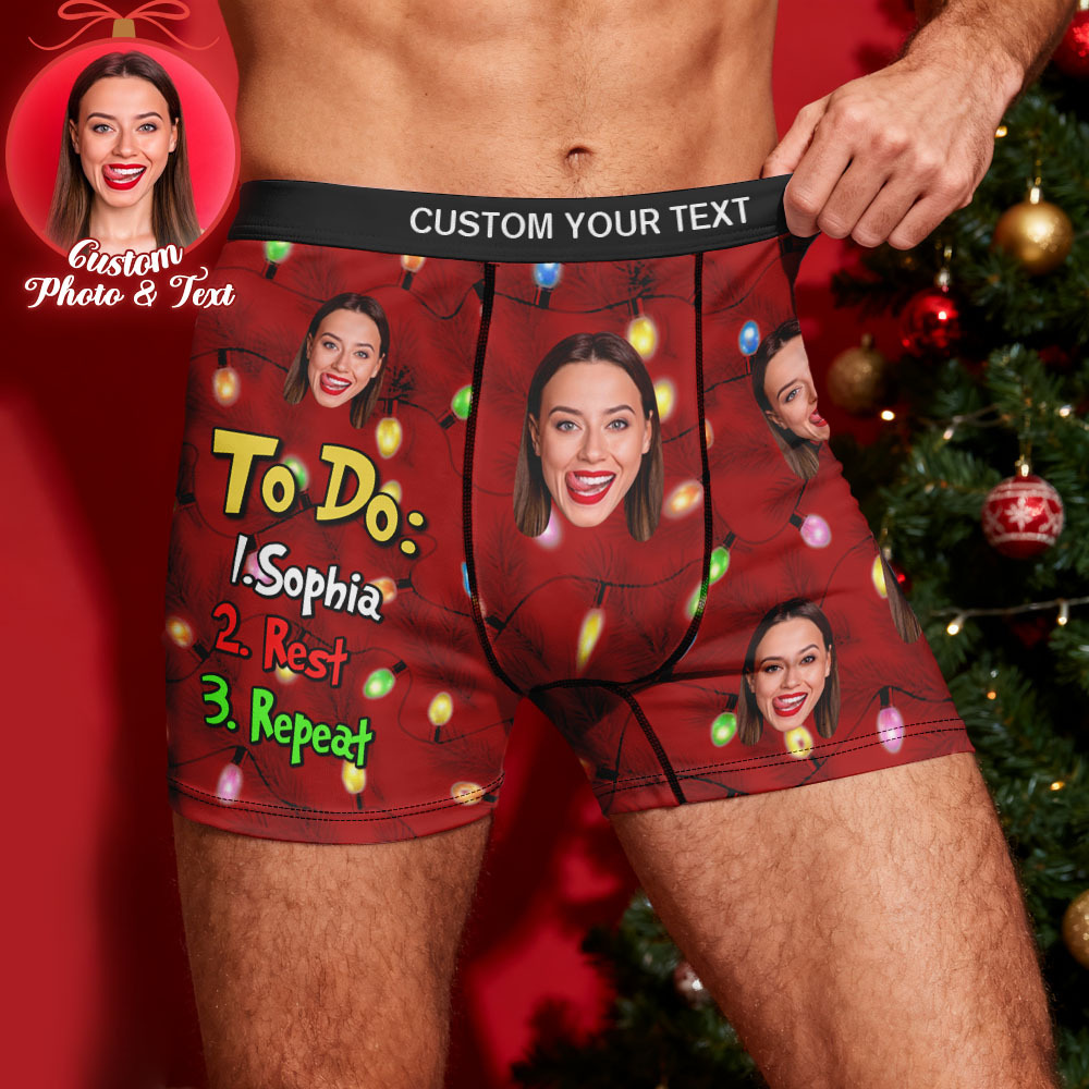 Custom Face Men's Boxer Underwear To Do List Funny Boxer Gift Personalized Photo Name Men's Boxer Briefs Christmas Gift - MyFaceSocksUK