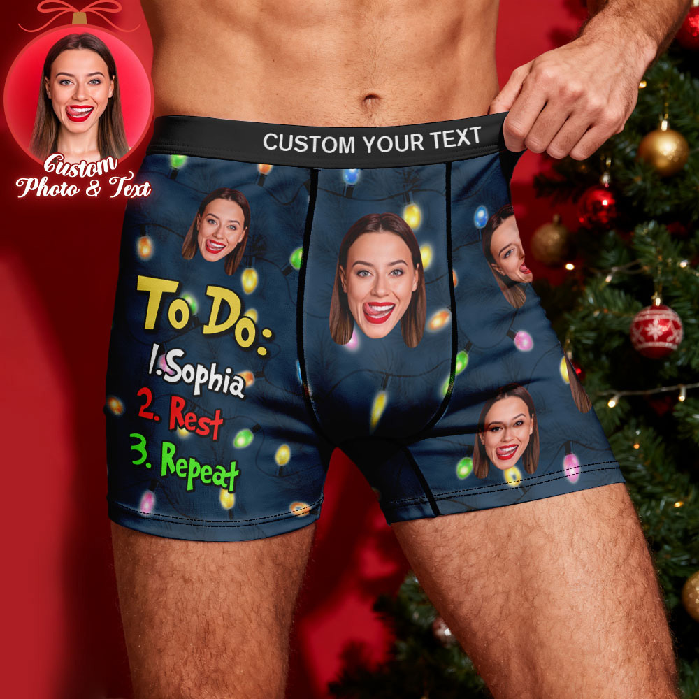 Custom Face Men's Boxer Underwear To Do List Funny Boxer Gift Personalized Photo Name Men's Boxer Briefs Christmas Gift - MyFaceSocksUK