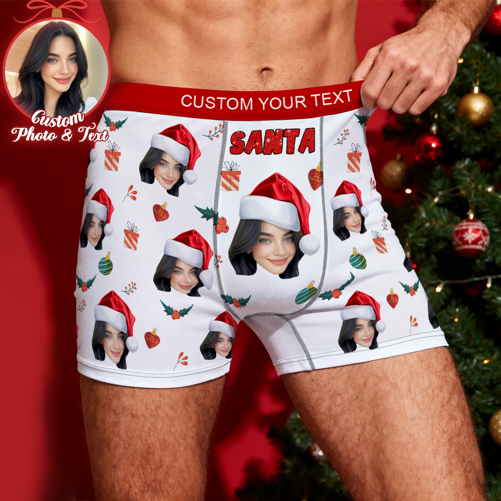 Custom Face Men's Boxer Underwear Santa Gift  Bell Personalized Photo Funny Men's Boxer Briefs - MyFaceSocksUK