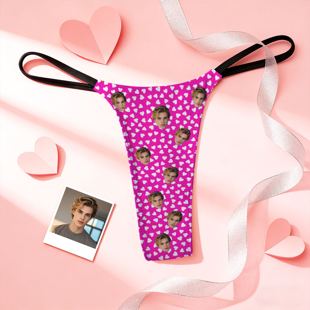 Custom Thongs Face Photo Panties Cute Heart Underwear Briefs Valentine Gift For Her - MyFaceSocksUK