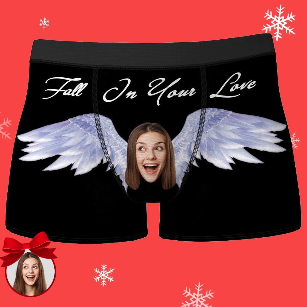 Custom Face Boxer Men's Underwear Gifts For Boyfriend - Angle Wings