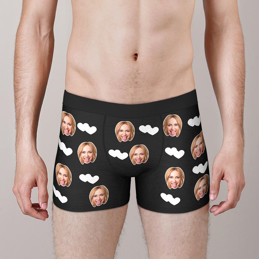 Custom Face Boxers Shorts Love Hearts Personalized Men's Boxer Briefs Personalized LGBT Gifts - MyFaceSocksUK