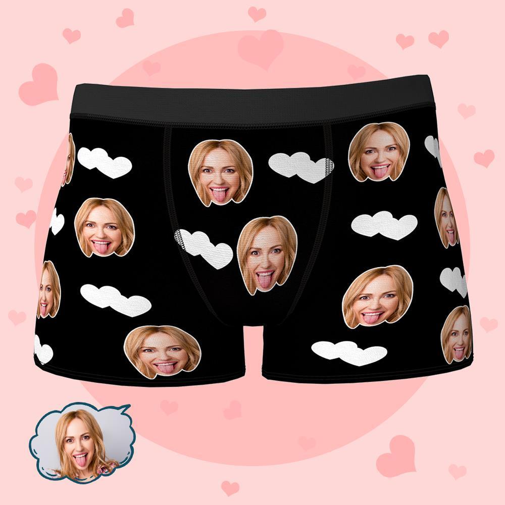 Custom Face Boxers Shorts Love Hearts Personalized Men's Boxer Briefs Personalized LGBT Gifts - MyFaceSocksUK