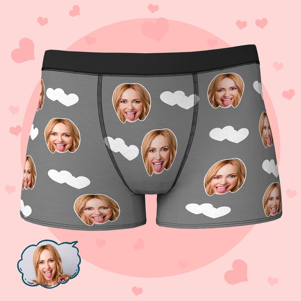 Custom Face Boxers Shorts Love Hearts Personalized Men's Boxer Briefs Personalized LGBT Gifts - MyFaceSocksUK