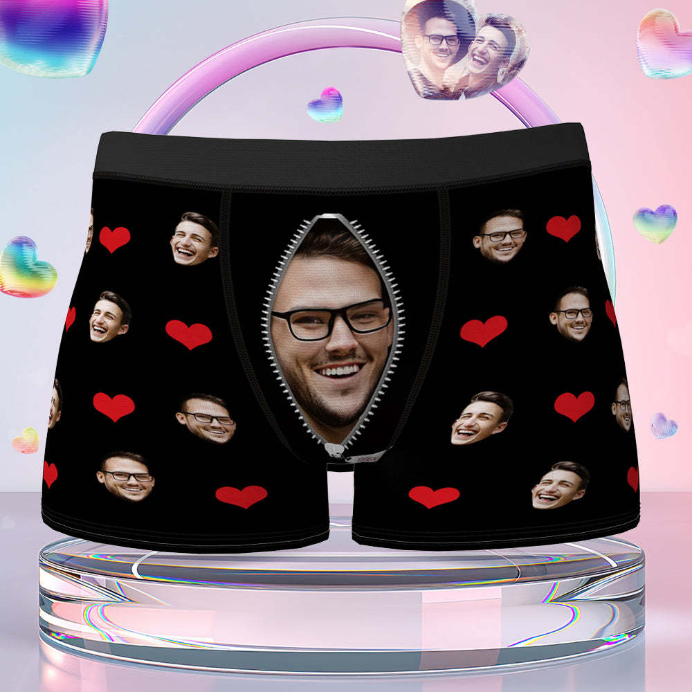 Custom Love Heart Girlfriend Face Boxer Brief Gift For Him Personalized LGBT Gifts - MyFaceSocksUK