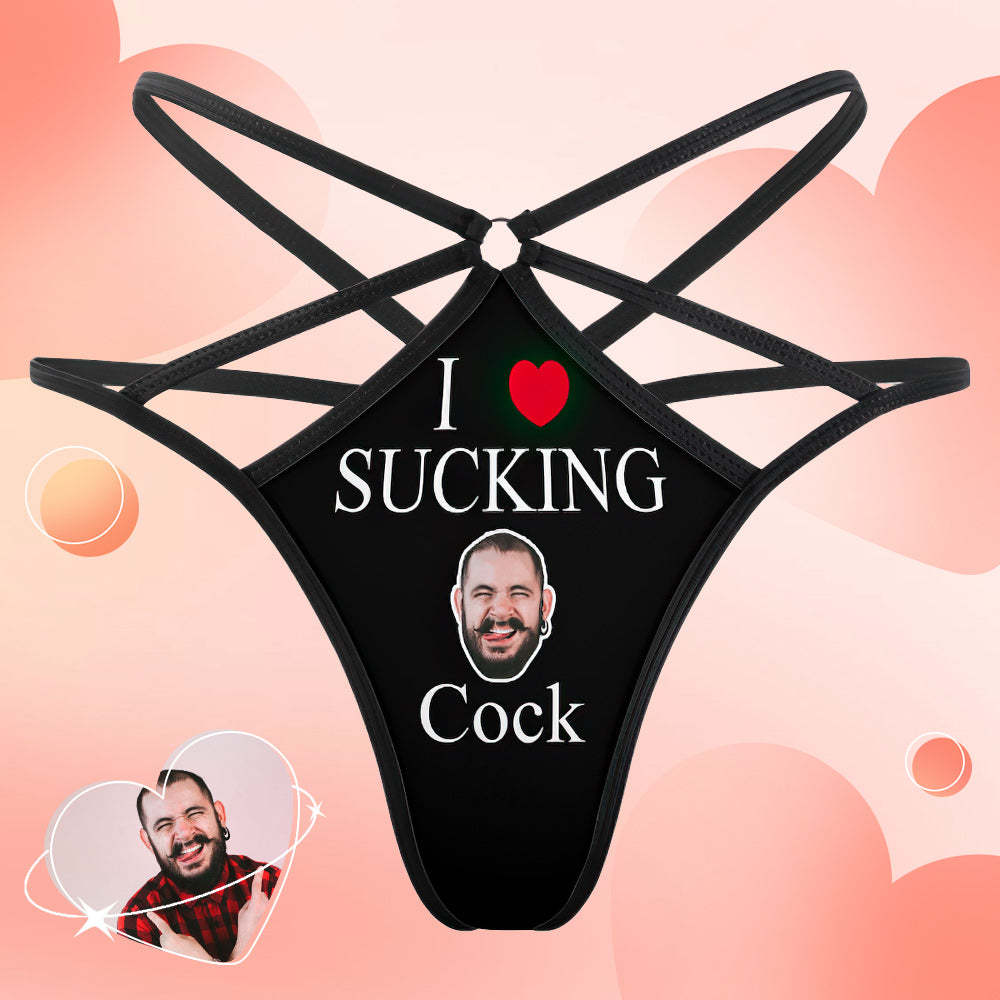Custom Face Thong Love Sucking Cock Sexy Women's Funny Thongs - MyFaceSocksUK