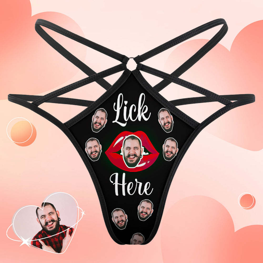 Custom Face Thong Personalized Red Kiss Women's Funny Thongs Gift for Her - MyFaceSocksUK