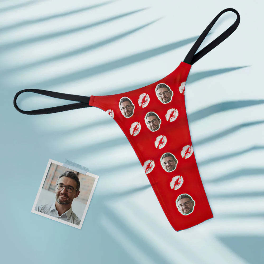 Custom Face Red Lips Women's Tanga Thong Kiss - MyFaceSocksUK