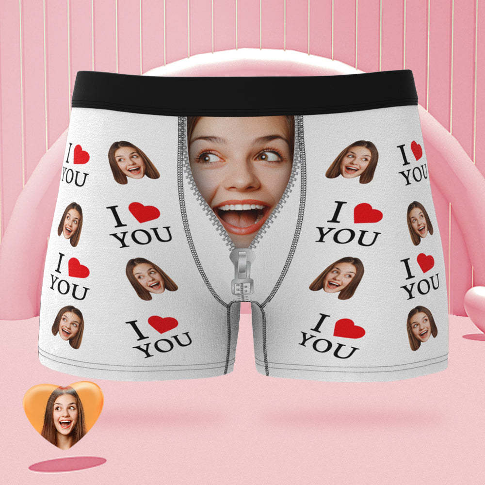 Custom Face Boxer Briefs I Love You Personalized Naughty Valentine's Day Gift for Him - MyFaceSocksUK