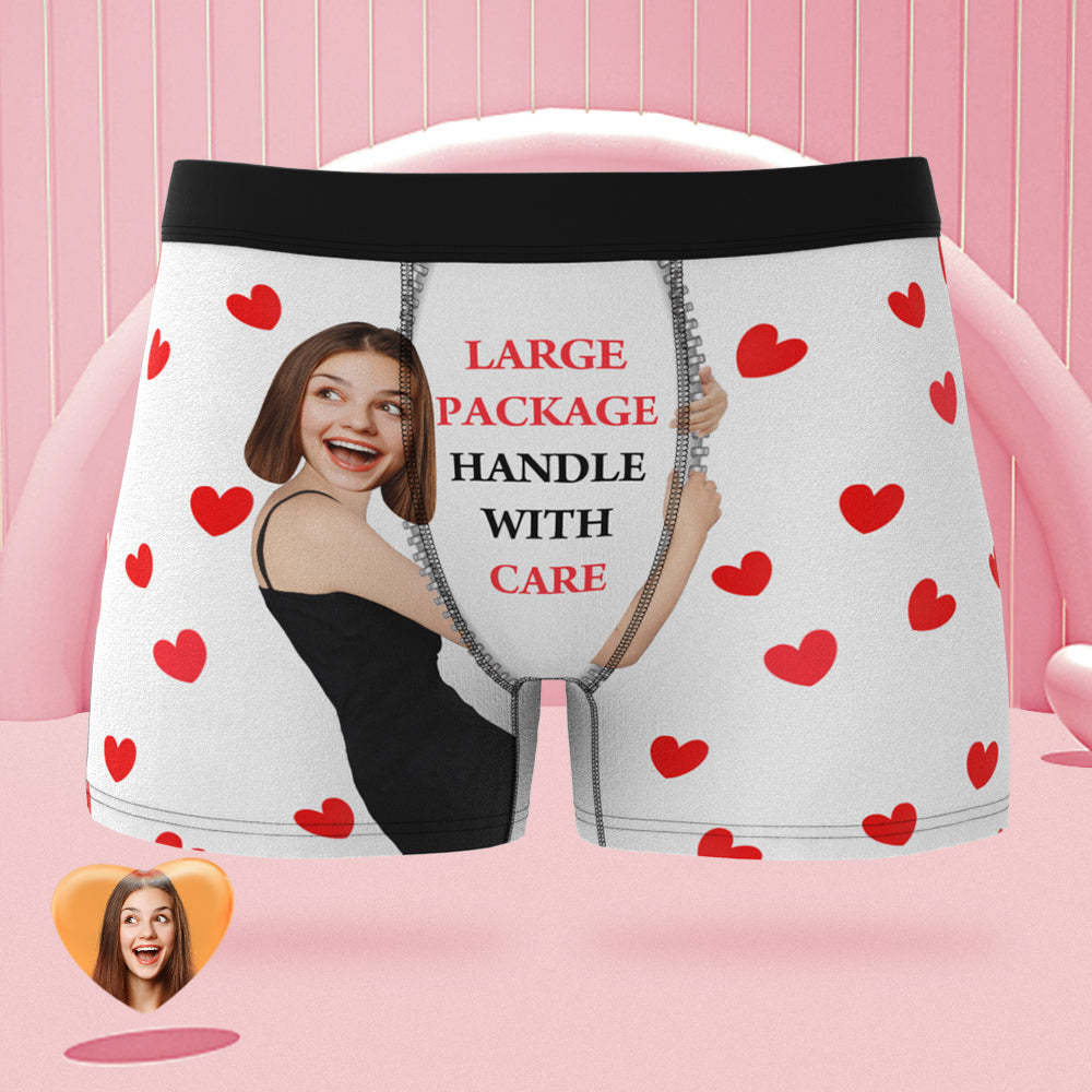Custom Face on Body Boxer Briefs Large Package Personalized Naughty Valentine's Day Gift for Him - MyFaceSocksUK