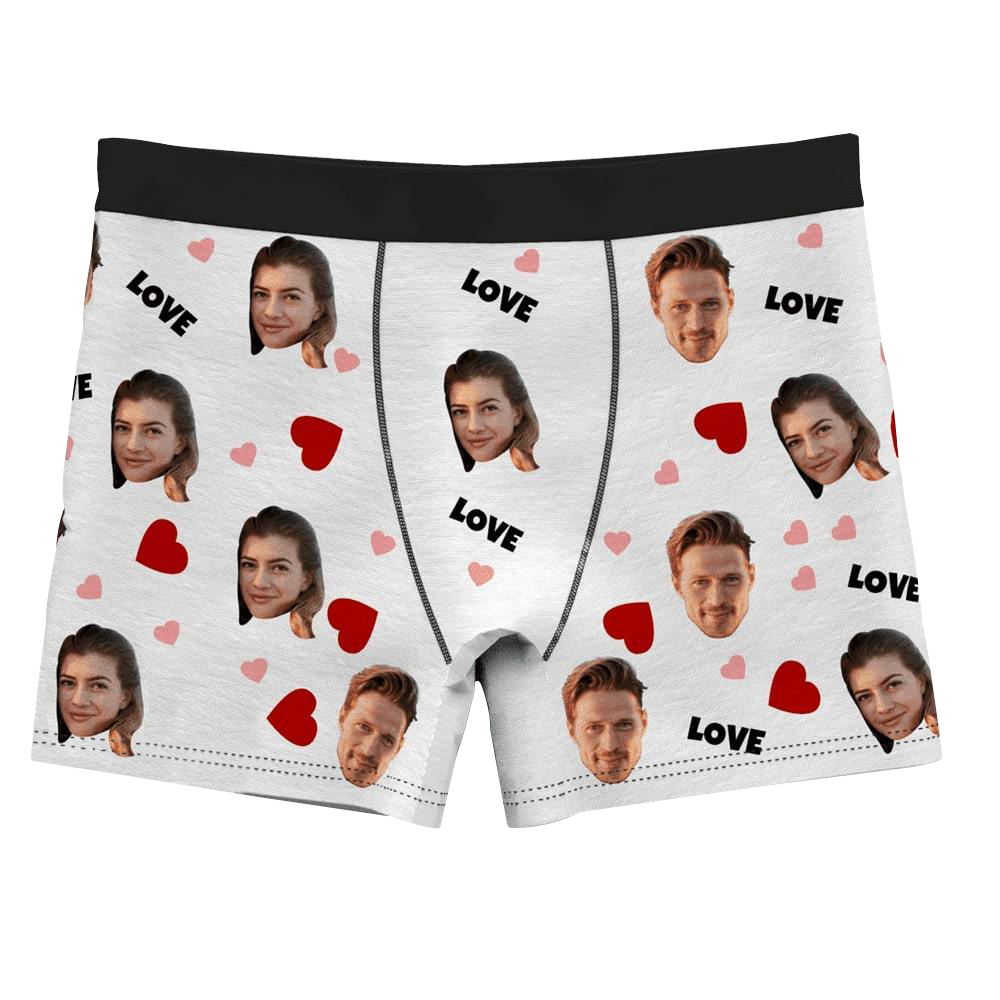 Men's Custom Love And Face On Boxer Shorts 3D Online Preview