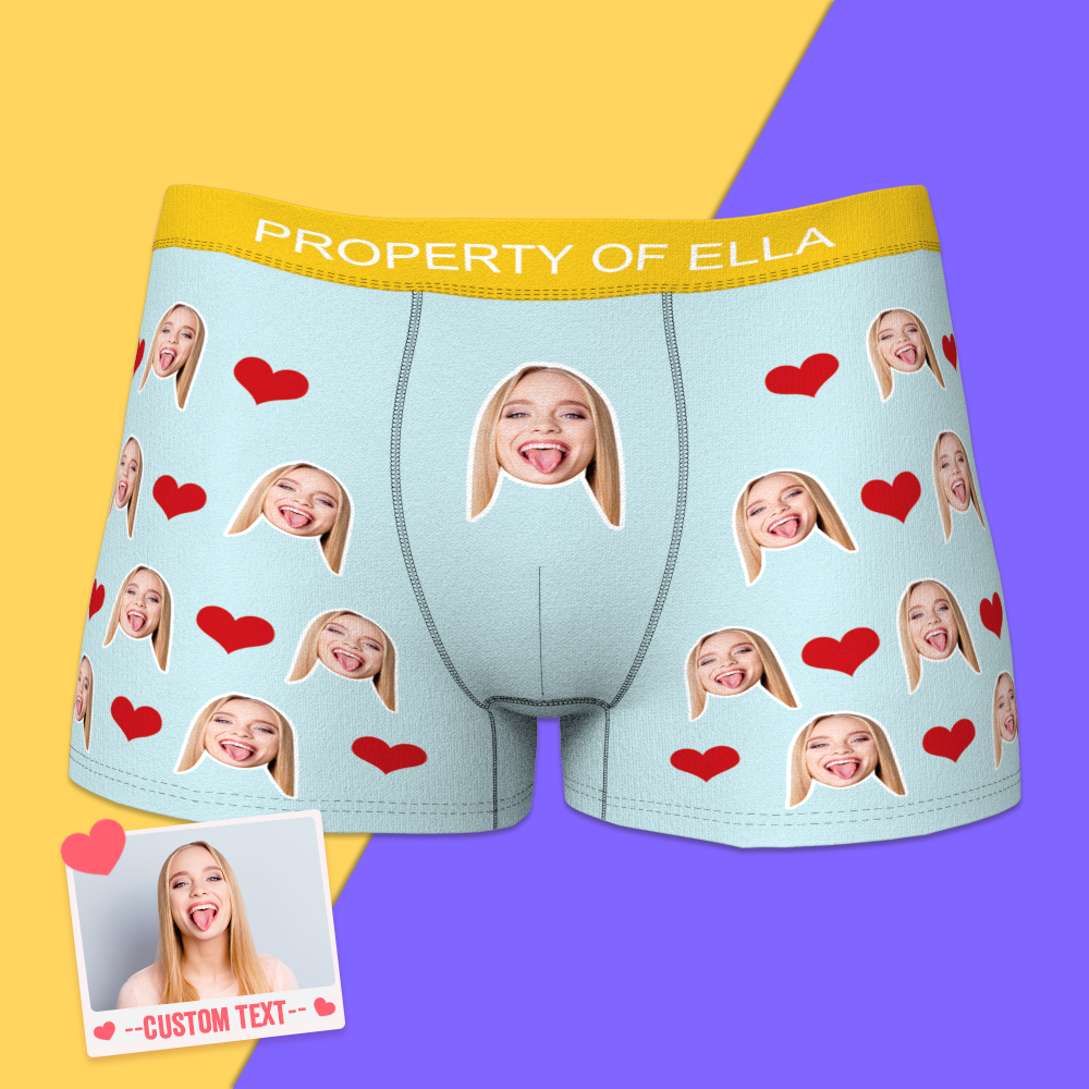 Custom Face Boxer with Text Inscribed Waist