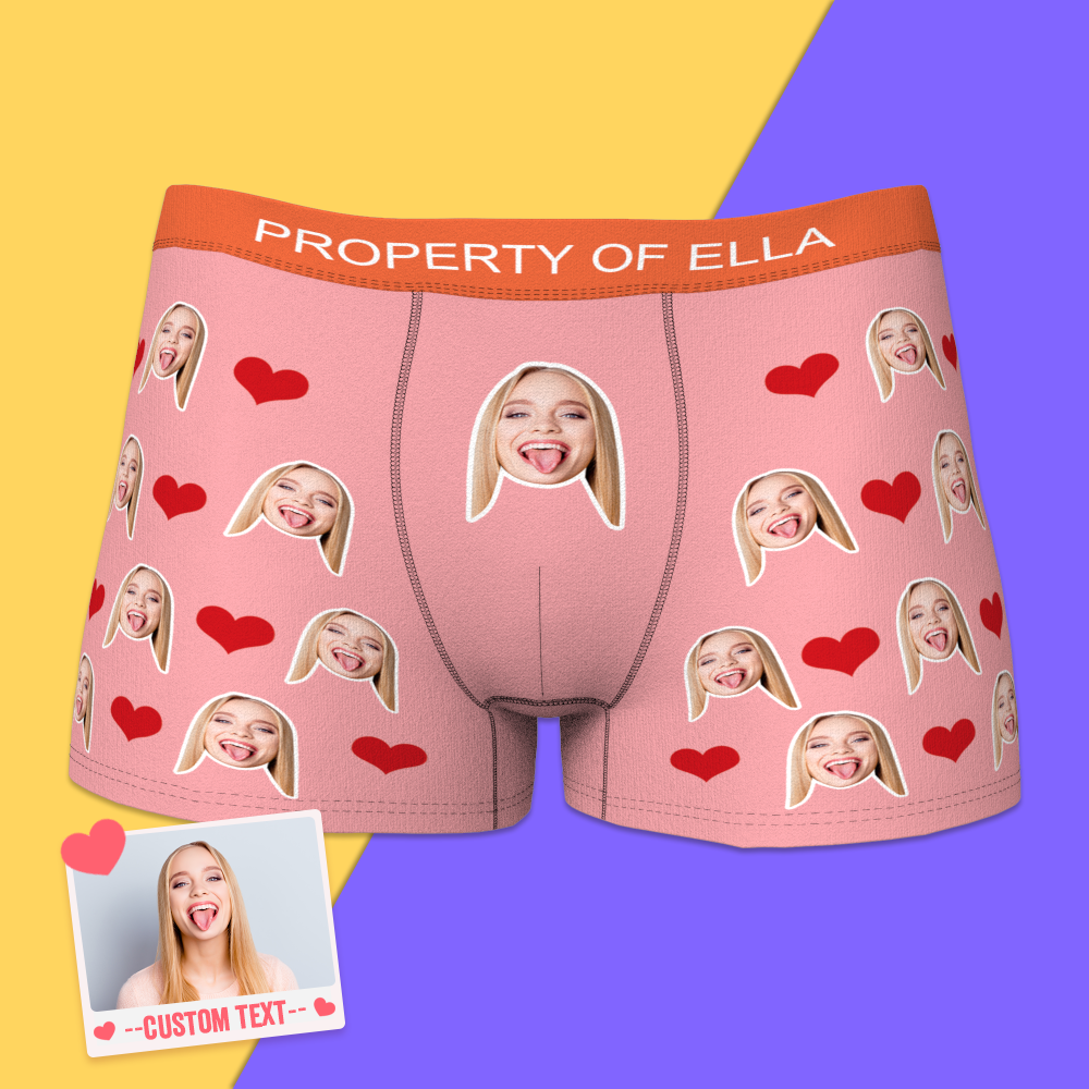 Custom Face Boxer with Text Inscribed Waist