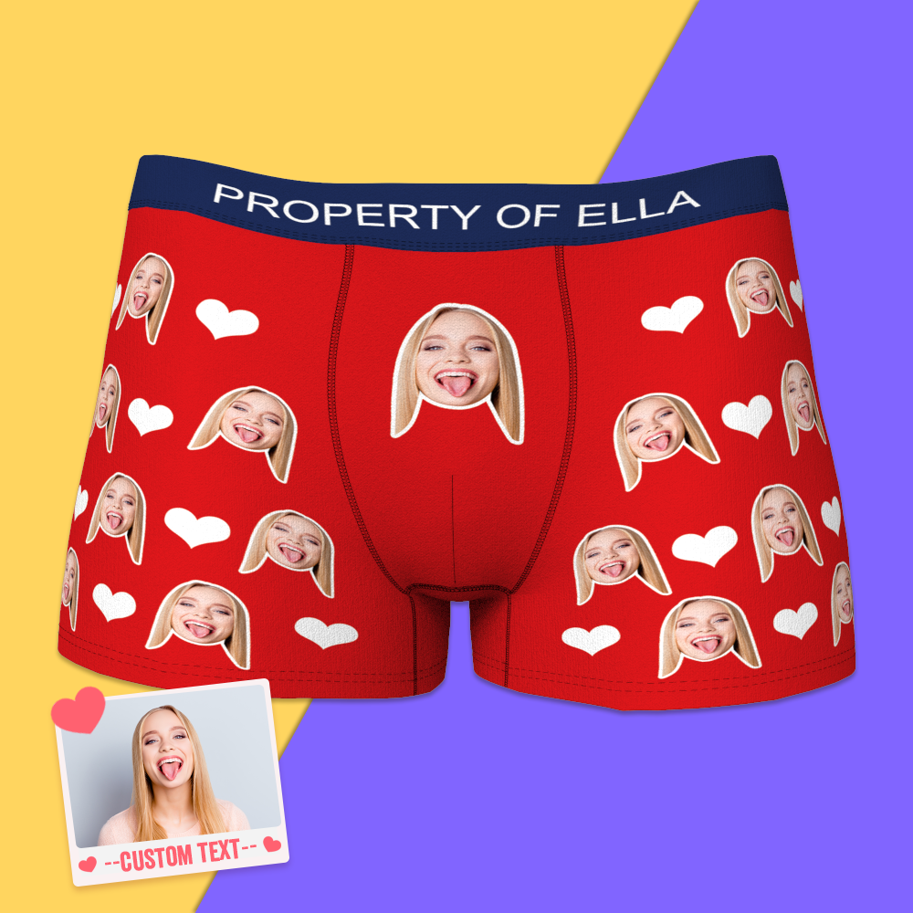 Custom Face Boxer with Text Inscribed Waist