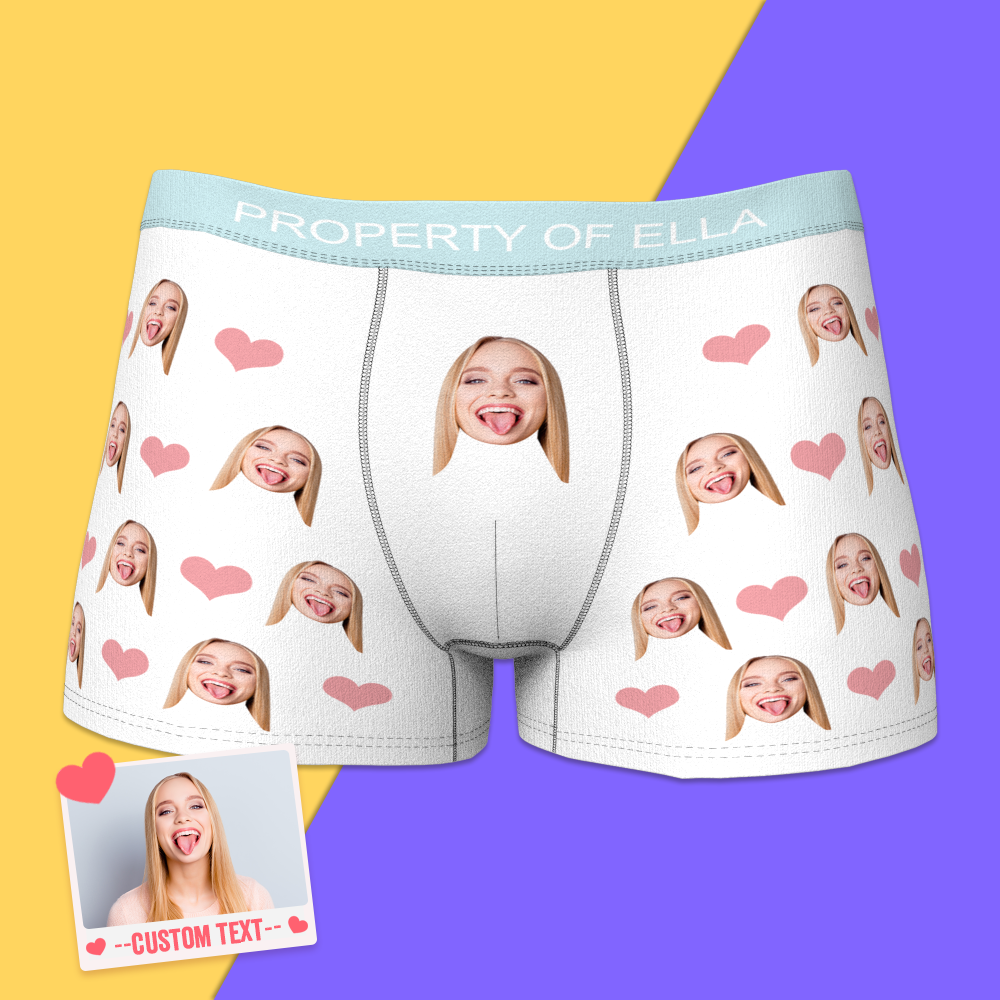 Custom Face Boxer with Text Inscribed Waist