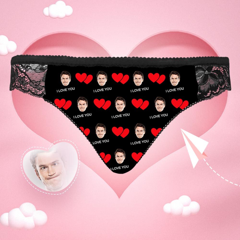 Custom Women Lace Panty Sexy Transparent Panties - I Love U Personalized LGBT Gifts - MyFaceSocksUK