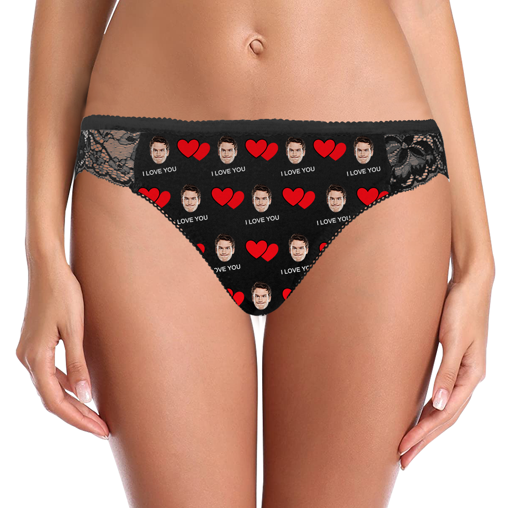 Custom Women Lace Panty Sexy Transparent Panties - I Love U Personalized LGBT Gifts - MyFaceSocksUK