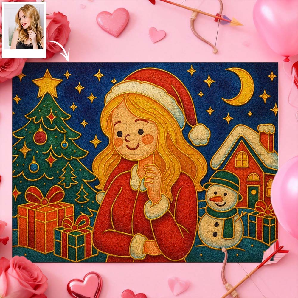 Jigsaw Puzzle Personalized Photo Valentine Gift For Couple Custom Cartoon Style Jigsaw Puzzle - MyFaceSocksUK