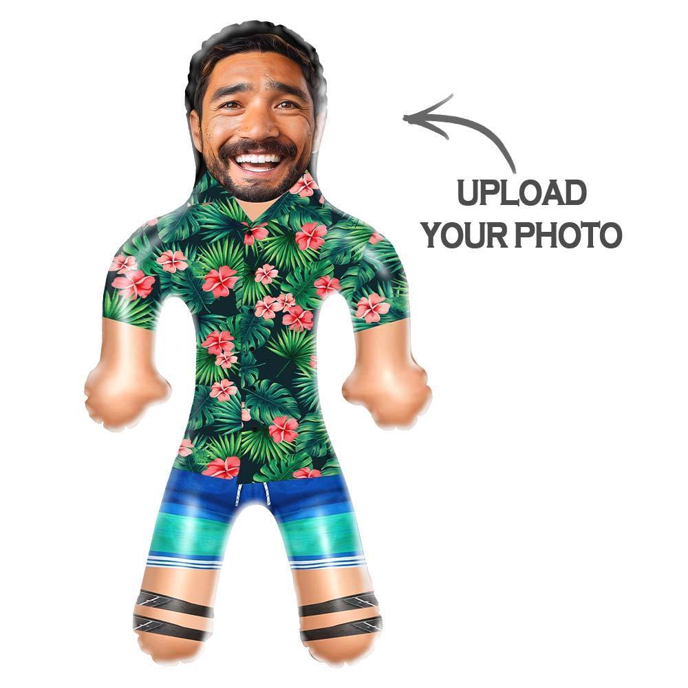 Personalized Blow Up Dolls Hawaiian Shirt Red Flowers Funny Inflatable Man Printed Face for Party Favors - MyFaceSocksUK