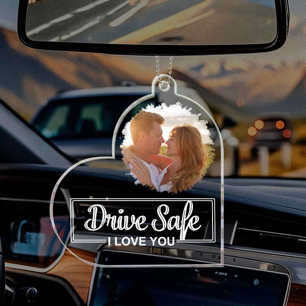 Drive Safe, I Love You - Personalized Photo Rear View Mirror Accessory - MyFaceSocksUK
