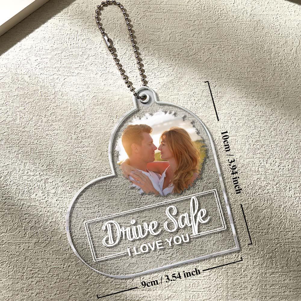 Drive Safe, I Love You - Personalized Photo Rear View Mirror Accessory - MyFaceSocksUK