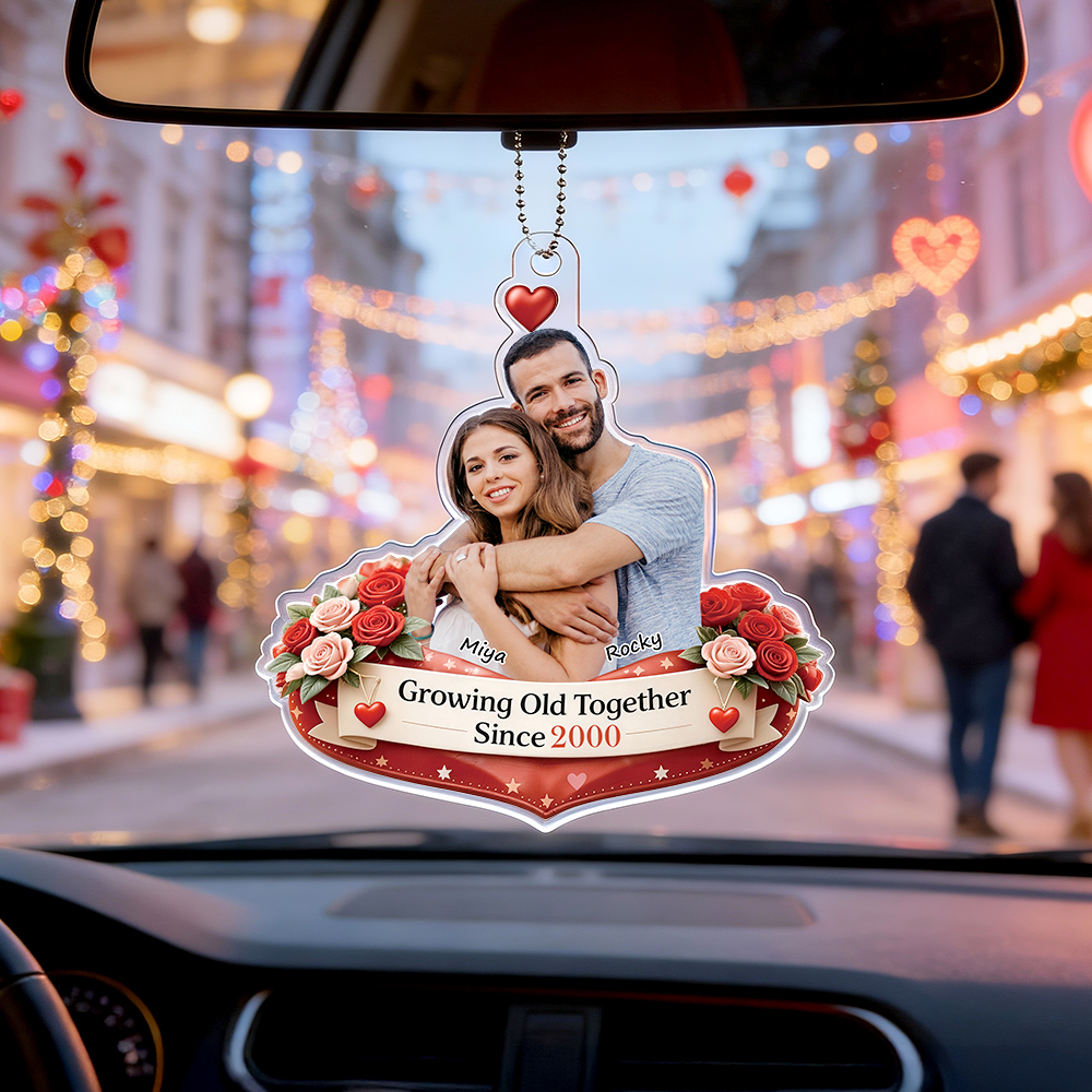 Personalized Acrylic Car Hanger Valentine Gifts for Cute Moment Custom Photo Gift for Boyfriend & Girlfriend Family Lovers - MyFaceSocksUK