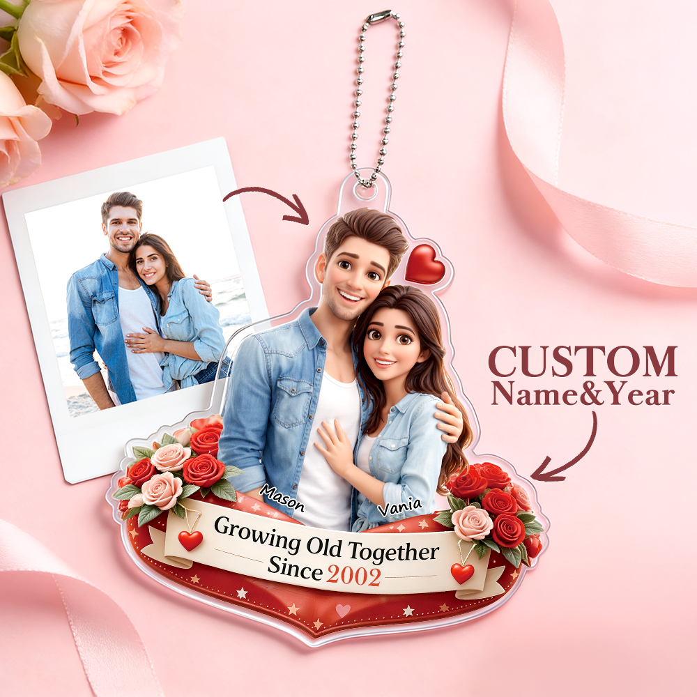 Personalized Acrylic Car Hanger Valentine Gifts for Cute Moment Custom Photo Gift for Boyfriend & Girlfriend Family Lovers - MyFaceSocksUK