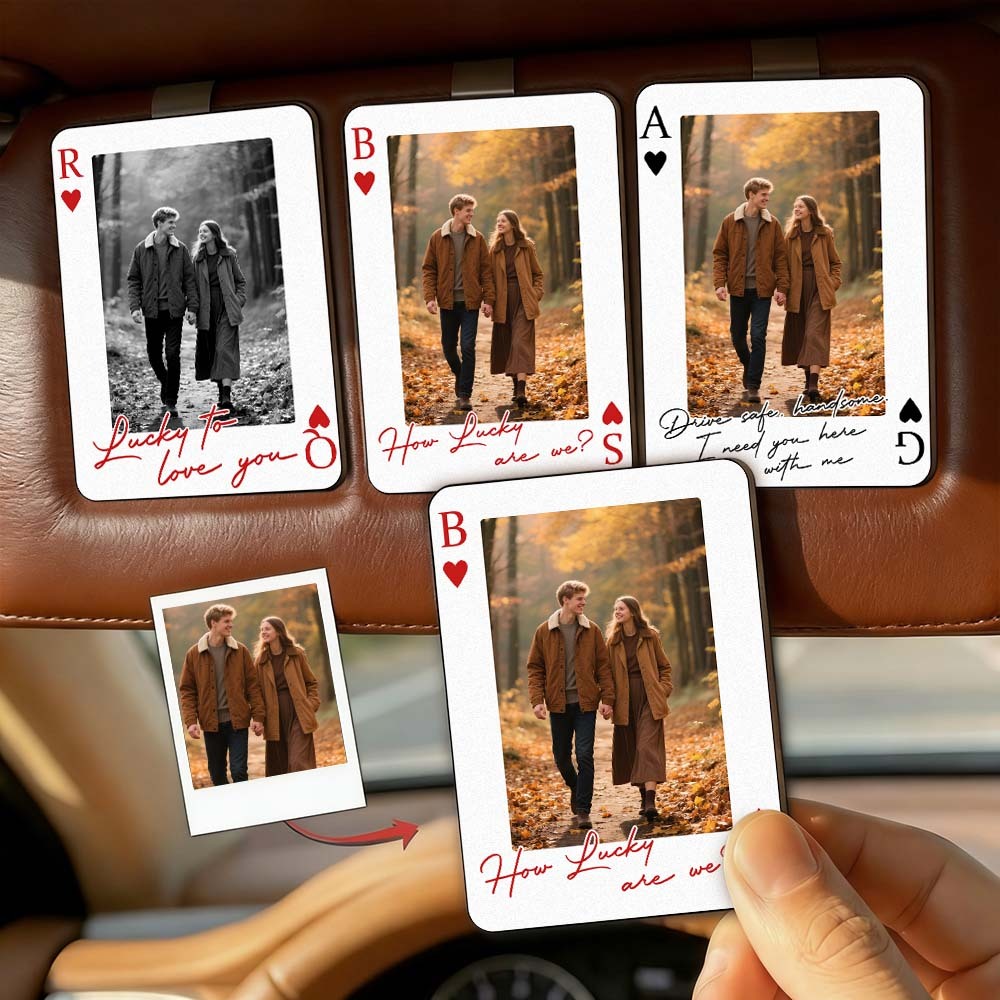 King & Queen Custom Couples Photo Drive Safe I Love You We're A Perfect Pair - Personalized Wooden Photo Car Visor Clip - MyFaceSocksUK