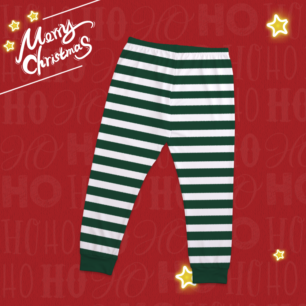 Custom Classic Red And Green Christmas Pajamas Set-Pajama Bottoms