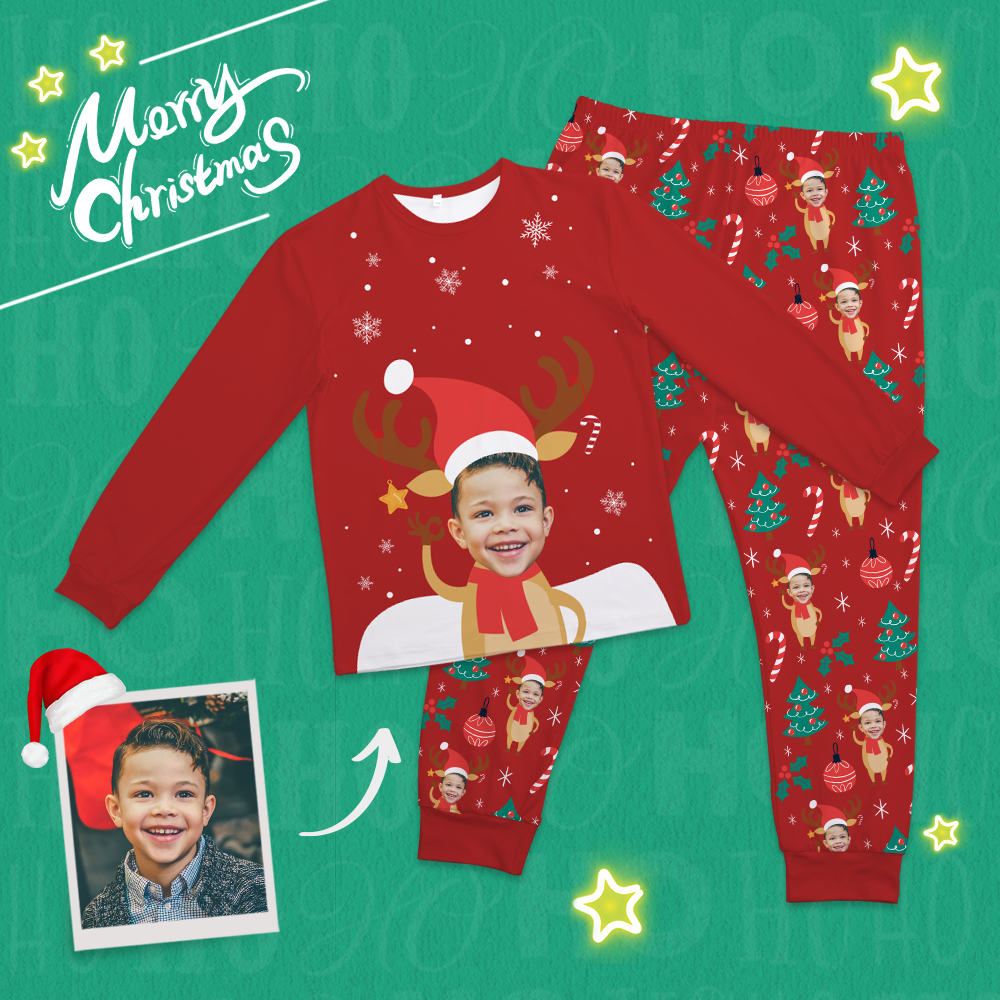 Custom Face Santa's Hat Pajamas