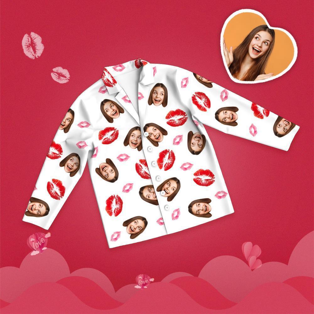 Valentine's Day Custom Face Lip Printed Long Sleeve Pajamas