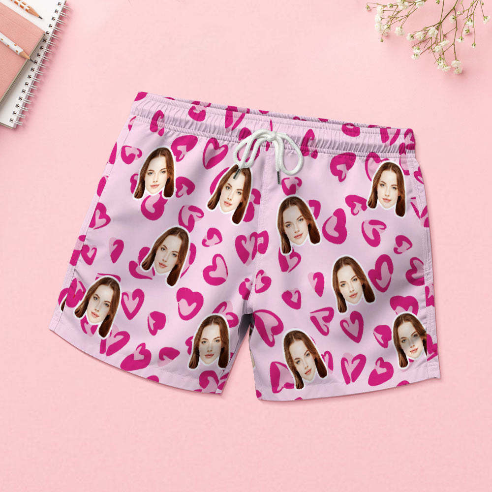 Custom Face Pajamas Women Blue Short Pajama Set Gift Pink Heart - MyFaceSocksUK