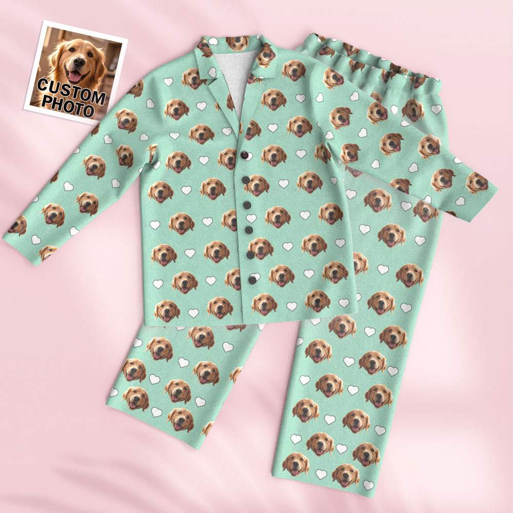 Custom Face Long Sleeve Pajamas Sleepwear Set Personalized Photo Heart Pajamas - MyFaceSocksUK