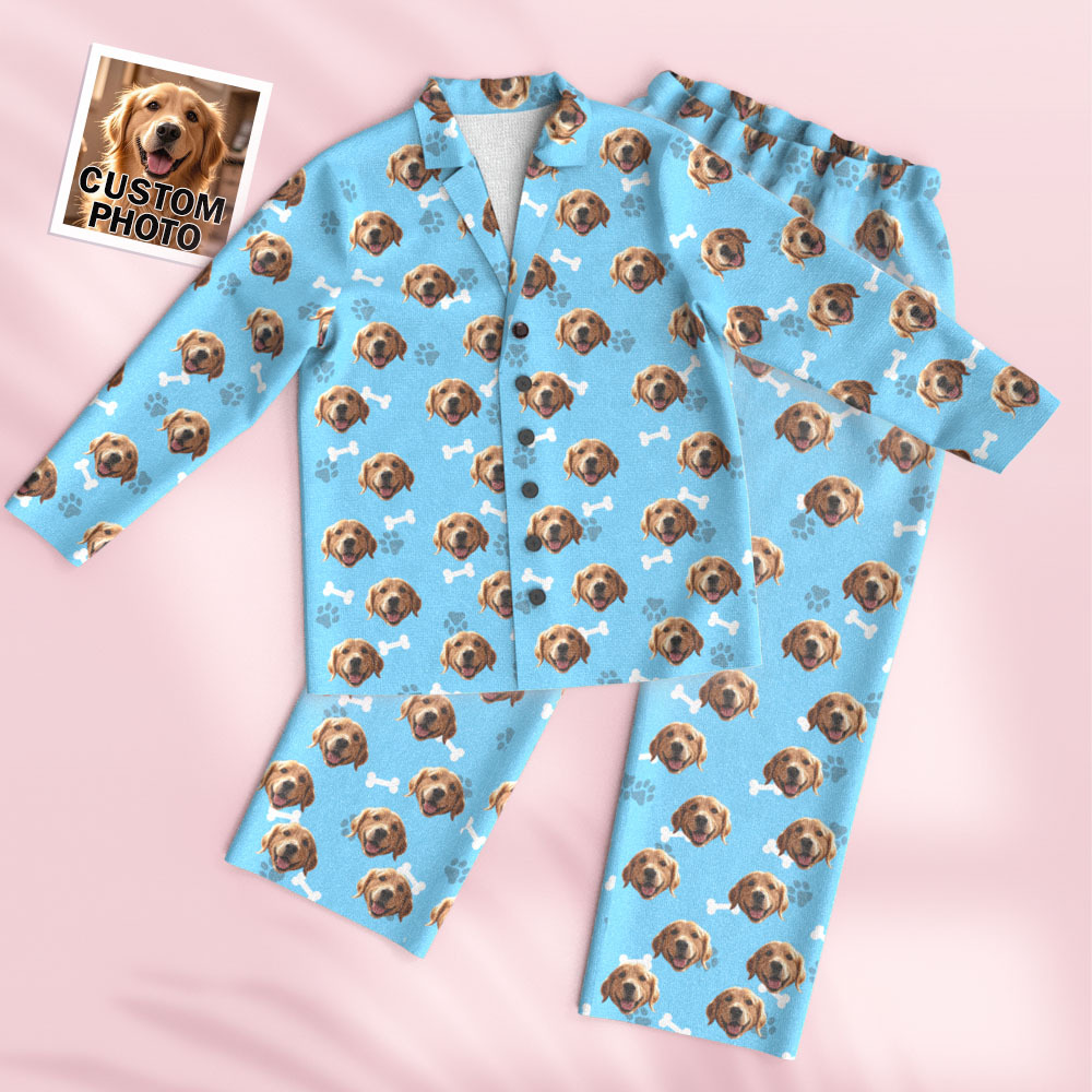 Custom Face Long Sleeve Pajamas Sleepwear Set Personalized Photo Bone Pajamas - MyFaceSocksUK