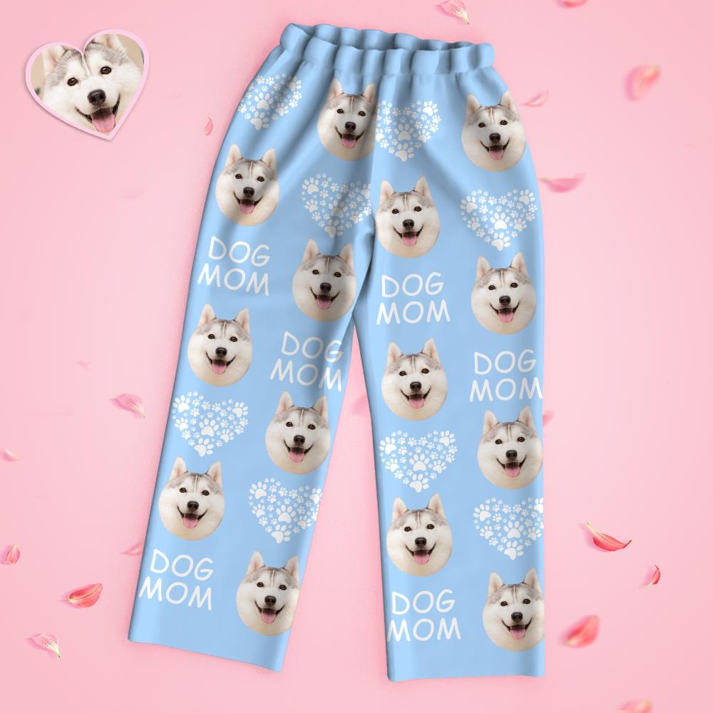 Custom Face Long Sleeve Pajamas Sleepwear Set - Dog Mom