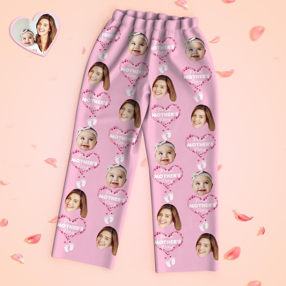 Custom Face Long Sleeve Pajamas Sleepwear Set - First Mother's Day