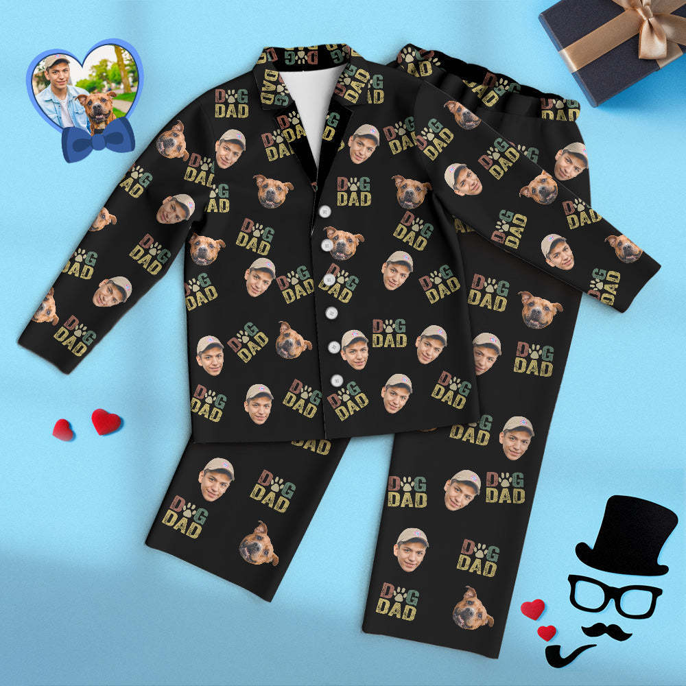 Custom Face Long Sleeve Pajamas Sleepwear Set - DOG DAD