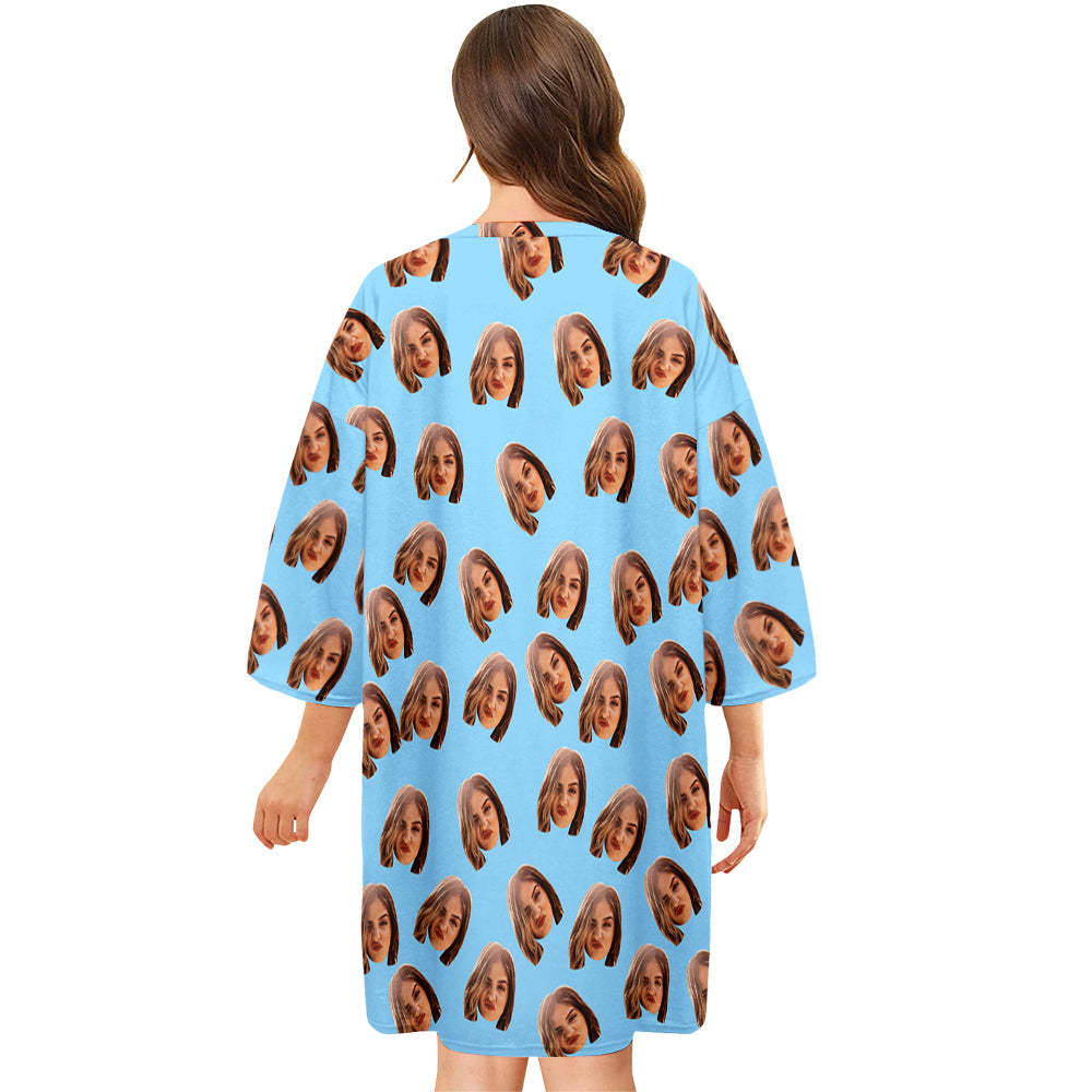 Custom Photo Face Nightdress Personalised Women's Oversized Colorful Nightshirt Gifts For Women - MyFaceSocksUK