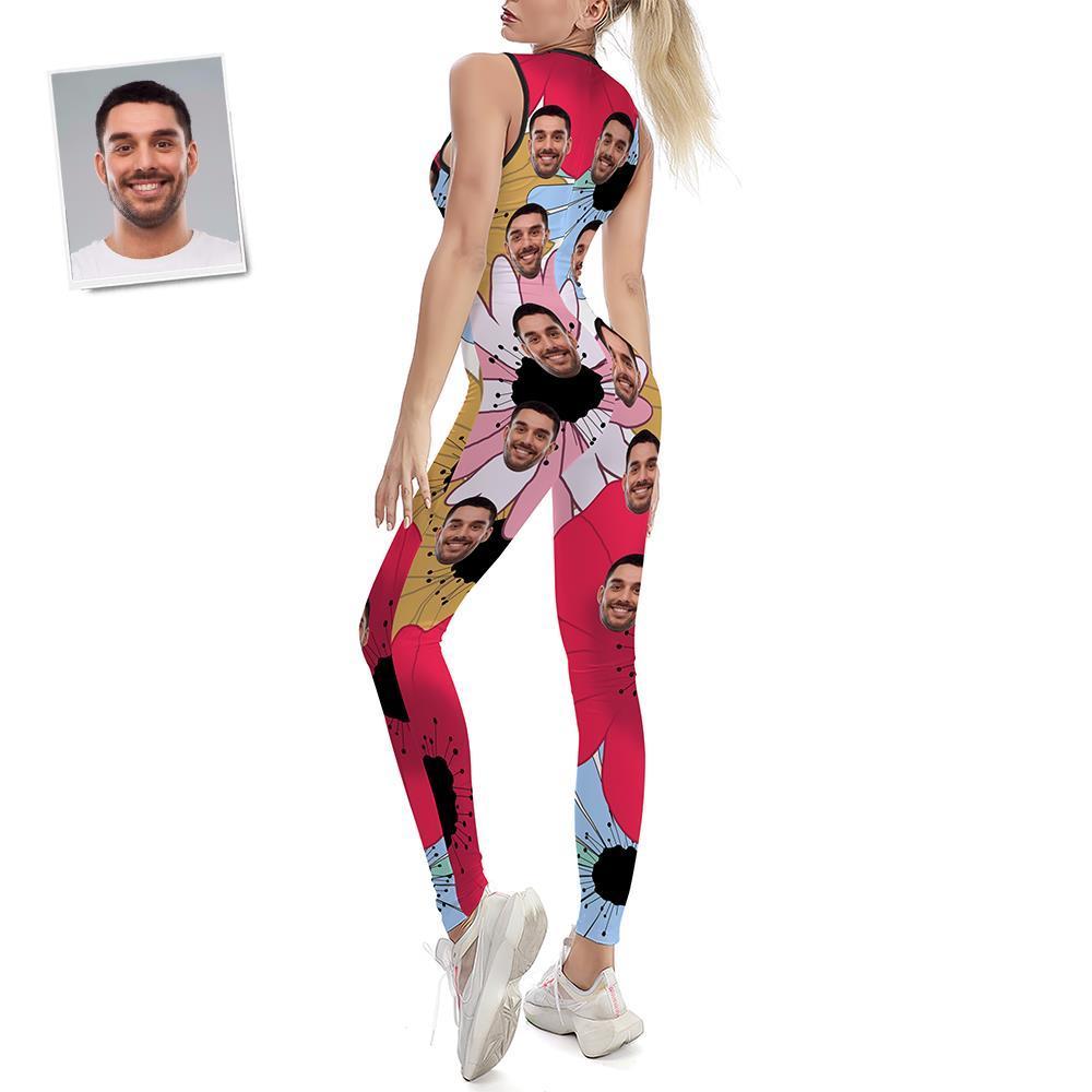 Custom Face Women's Yoga Jumpsuit Stretch Yoga Gym Fitness Dancing Costume - Floral - MyFaceSocksUK