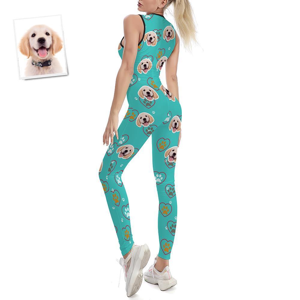 Custom Face Women's Yoga Jumpsuit Stretch Yoga Gym Fitness Dancing Costume - Pet Dog - MyFaceSocksUK