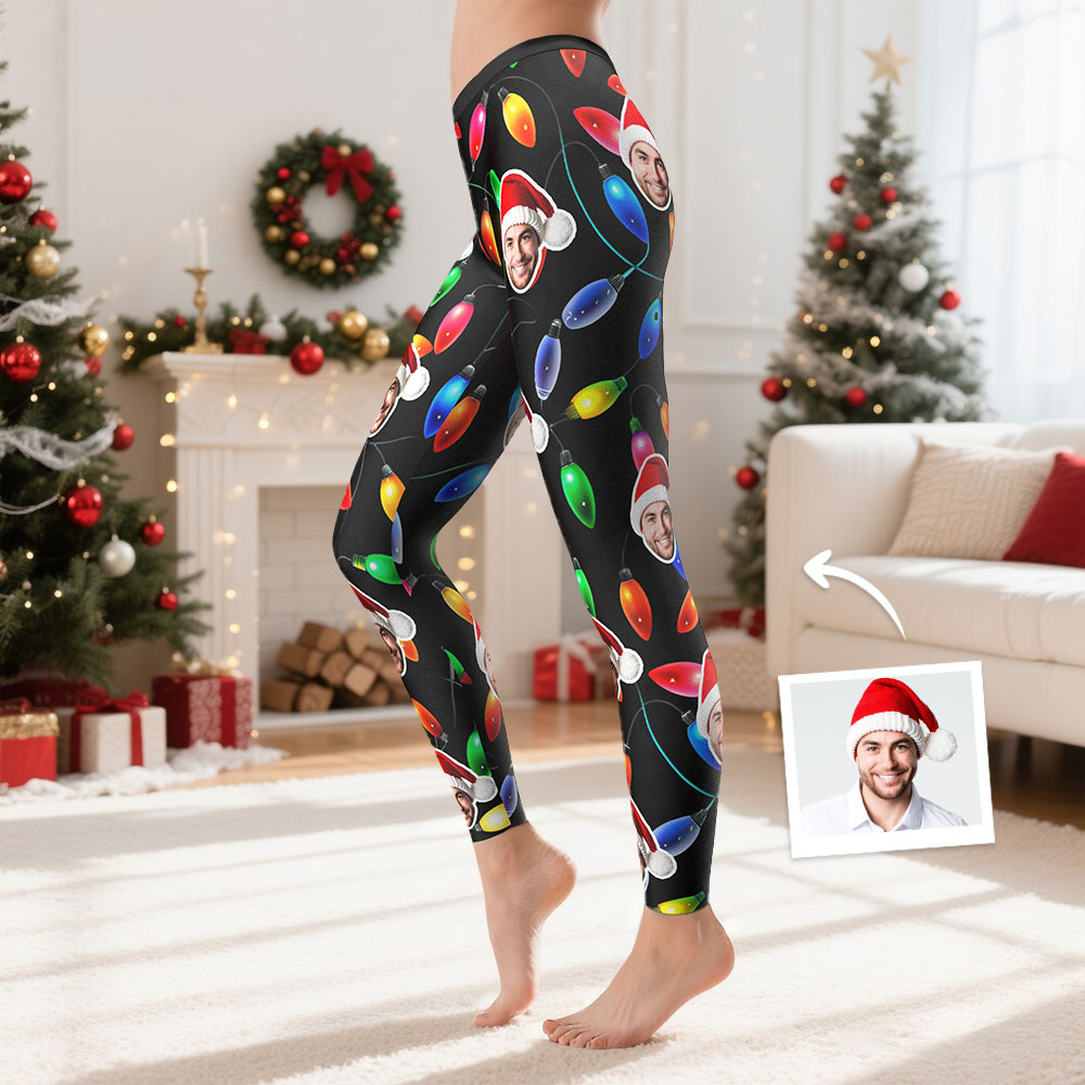 Custom Face Leggings Hearts Face Leggings Yoga Pants Christmas Gift For Her - MyFaceSocksUK