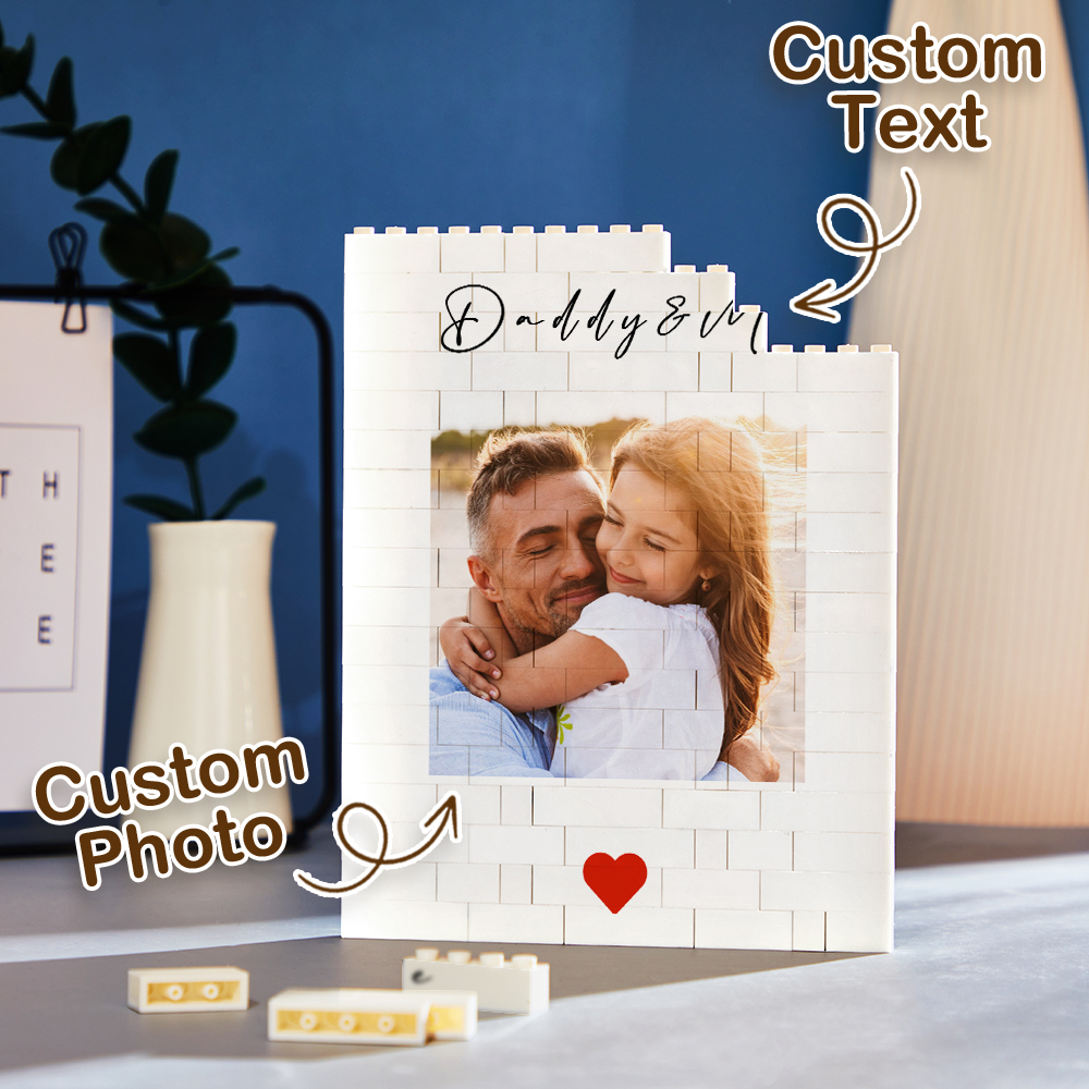 Personalized Photo and Text Building Block Puzzle Daddy & Me Building Brick for Dad Happy Father's Day Gift - MyFaceSocksUK