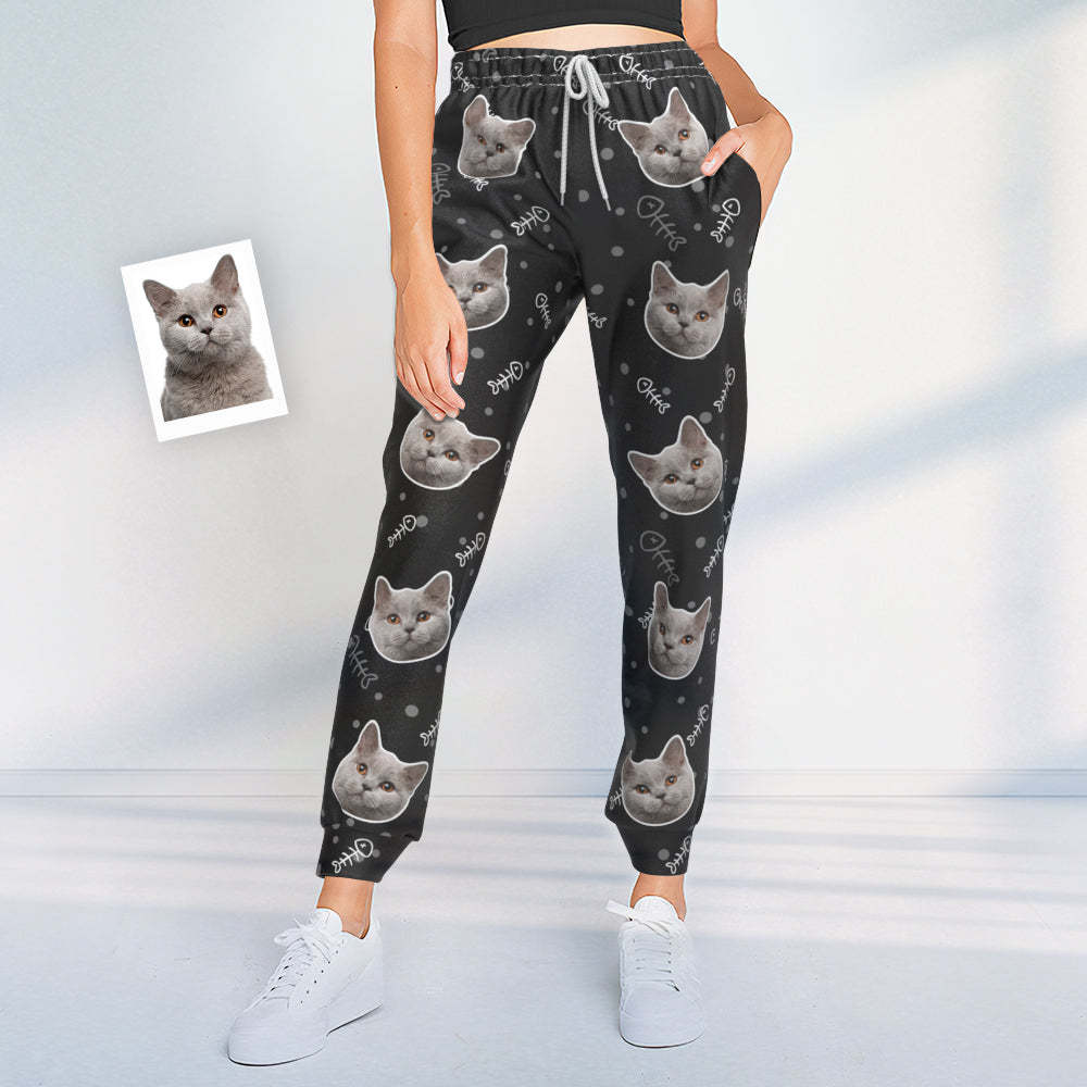 Custom Cat Face Sweatpants Unisex Joggers Gift For Pet Lovers - MyFaceSocksUK