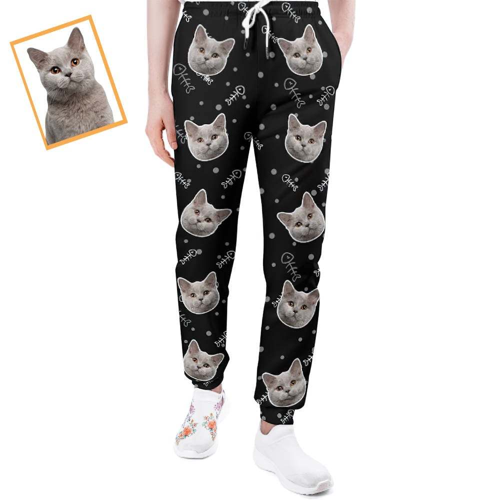 Custom Cat Face Sweatpants Unisex Joggers Gift For Pet Lovers - MyFaceSocksUK